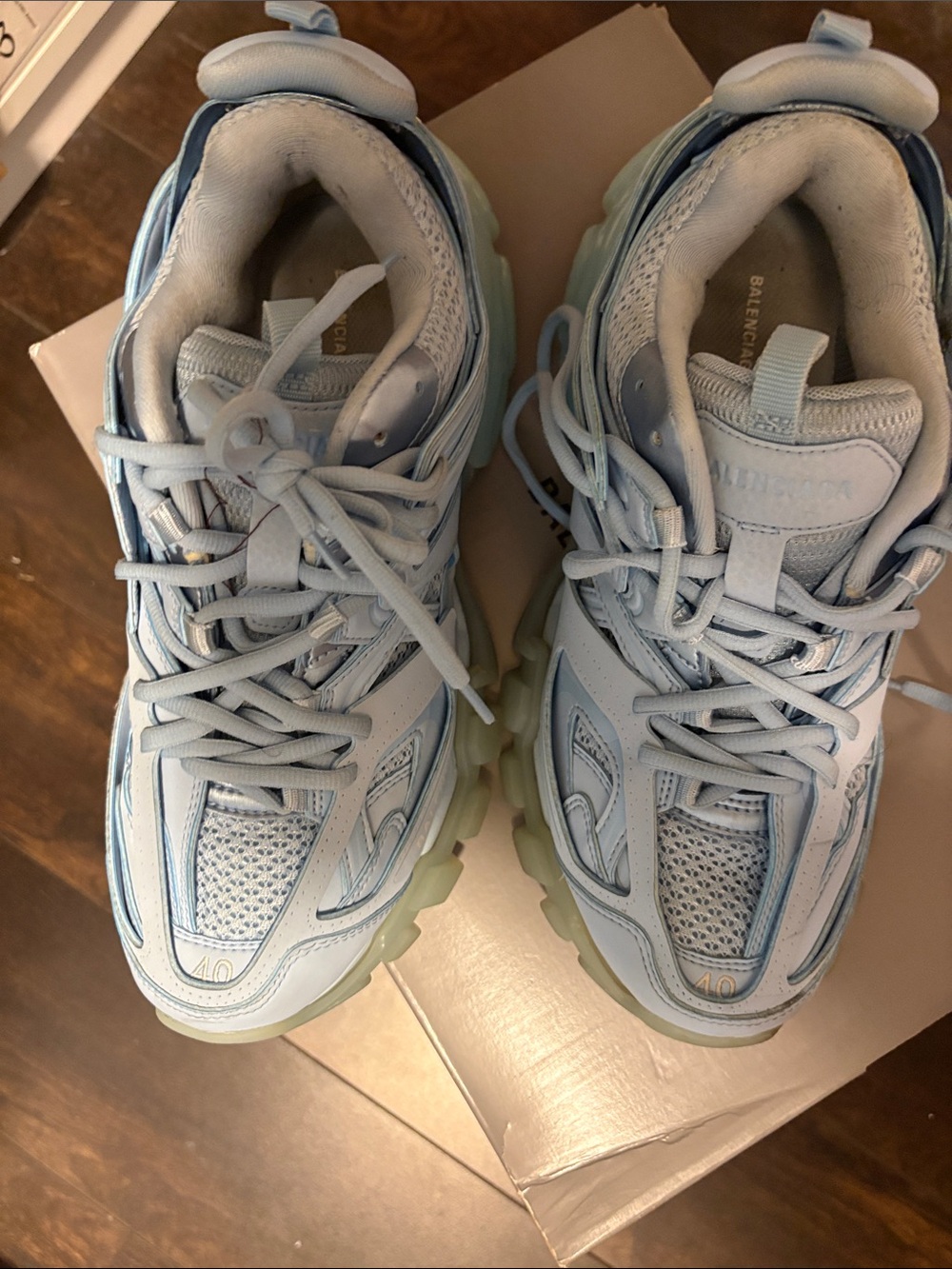 Balenciaga Chunky Track Sneakers in Pale Blue